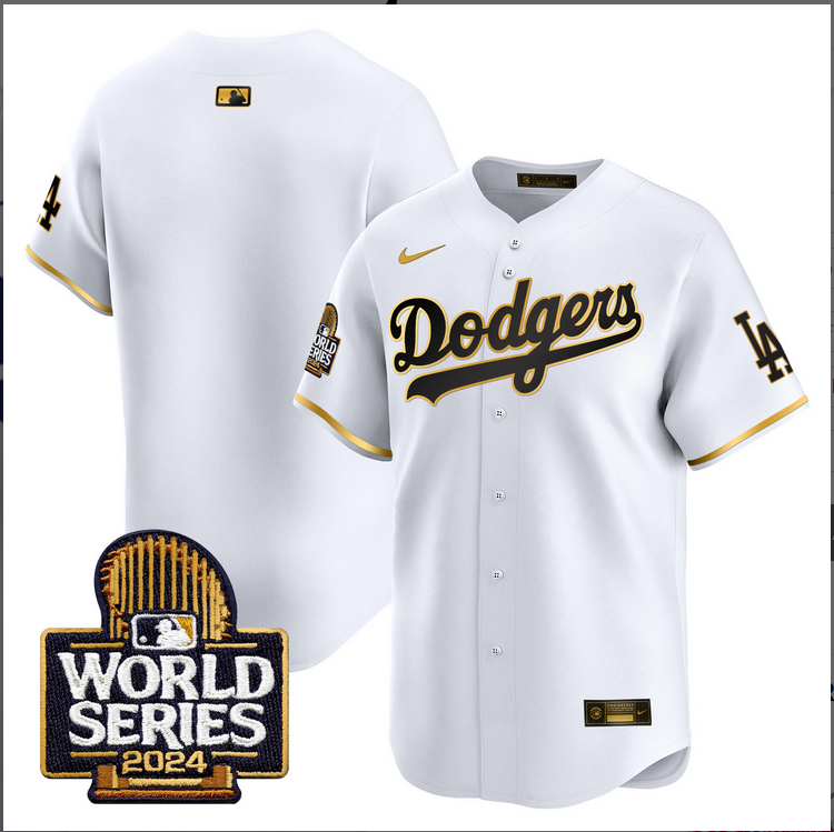 Men MLB Los Angeles Dodgers blank white 2024 World Series Champions Patch Limited Jersey20241105 style 3